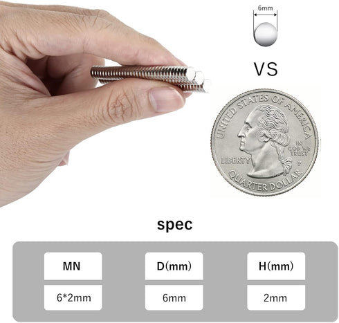 RHINOCATS Fridge Magnets, Tiny Magnet for Crafts, Strong Small Round Magnets, 100 Packs (6mm x 2mm DxH)