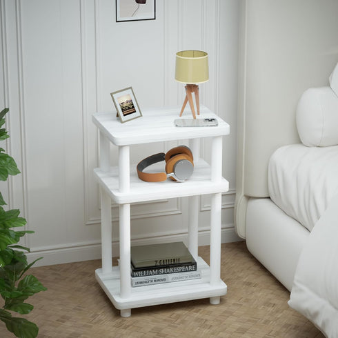 DALEMHOME Solid Wood 3 Tier End Table, Side Table Sofa Couch Table for
