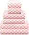 Kinlop 6 Pcs Checkered Bath Towels Set Coral Washcloth Soft Fleece Quick