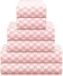 Kinlop 6 Pcs Checkered Bath Towels Set Coral Washcloth Soft Fleece Quick