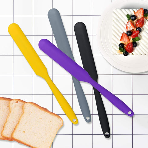 4pcs Silicone Spatula Set, Heat Resistant Non-Stick Baking Tools in 4 Colors for Mixing Batter