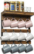 12 OROPY Coffee Mug Rack Wall Mounted, Rustic Wood Cups Rack with Hooks and Storage Shelf, for Home Kitchen Display