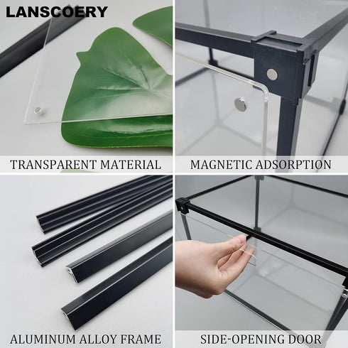 LANSCOERY Shoe Storage Box, Stackable Clear Acrylic Foldable Shoe Organizer with Magnetic Side Opening Door for