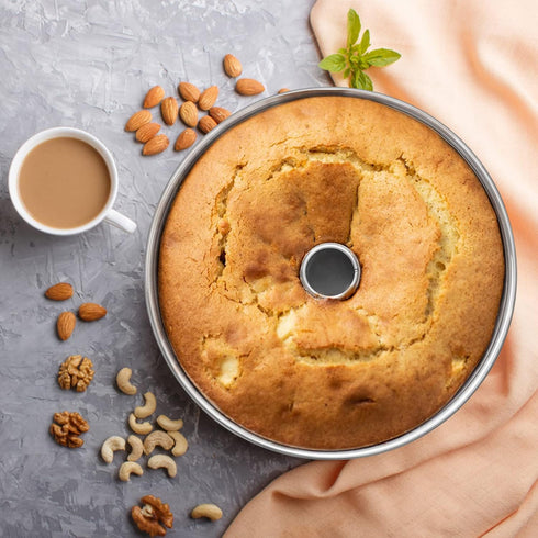 P&P CHEF Angel Food Cake Pan, Stainless Steel 10 Inch Round Cake Pan with Tube