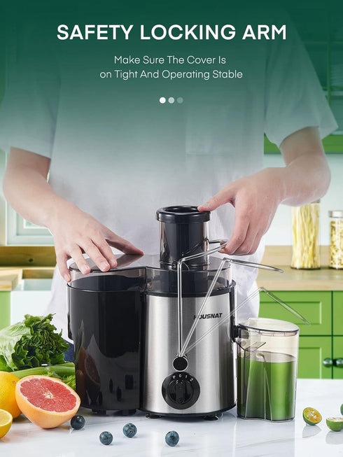 3-Speed Setting, 400 Juicer Machines, HOUSNAT Juicer Whole Fruit and Vegetables with W Motor Quick Juicing Ideal