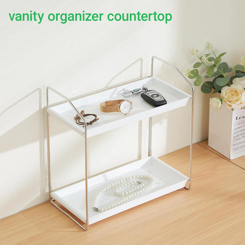 2 Countertop,Vanity Countertop Tier Bathroom Organizer Organizer,Tool-Less Installation Vanity Shelf Small Plastics