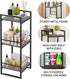 3 BYFU Tier Bathroom Storage Open Shelf, Freestanding Metal Corner Storage Rack Shelving Unit for Bathroom Kitchen