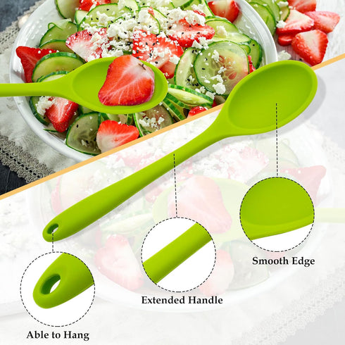 4 Pcs Silicone Spoons for Cooking, 10.6'' Large Mixing Spoon Set for Stirring, Mixing, Serving