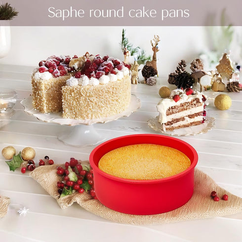 4 Packs Silicone Cake Pans for Baking, Round Molds for Cupcake, Cheese Cakes, Non-stick BPA Free