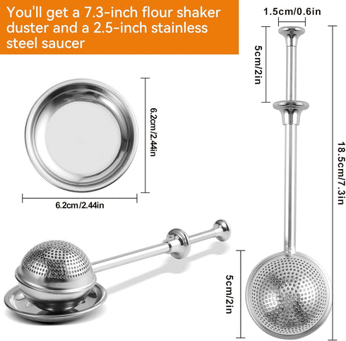 vriysei 1 304 (1) Flour Duster for Baking, PCS Flour Sifter for Baking Powdered Sugar Shaker Duster, Stainless Steel