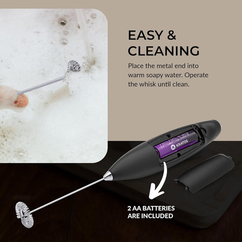ChefWave Handheld Milk Frother with Stand (Black)