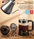 French Press Coffee Maker, 34oz Classic Heat-resistant Borosilicate Glass Pot with 4-Level Filters, Portable Cold Brew