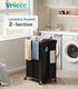 2 Laundry Hamper with Wheels, Rolling Laundry Basket with Metal Frame and Removable Bag, Double Laundry Hamper Section