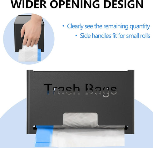 STWWO Large Trash Bag Holder Dispenser, Metal Garbage Bag Dispenser Roll Holder, Kitchen Trash Storage Organizer