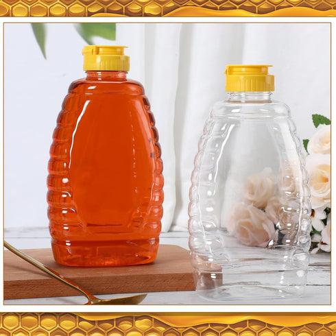 20 32 oz Layhit Pieces Plastic Honey Jars Clear Plastic Honey Bottles with Lids Container Dispenser with Flip Lid Empty