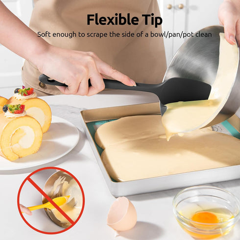 U-Taste Silicone Spatula Set, Heat Resistant to 600 Degrees Fahrenheit (Black)