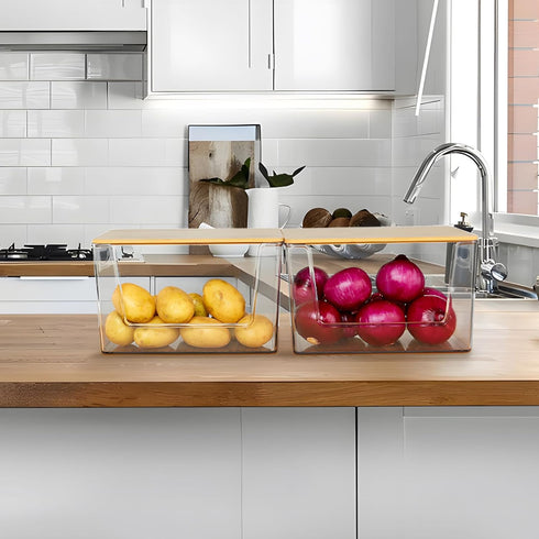 Pantry Organizer and Storage Stackable Kitchen Pantry Basket for Onion, Potato, Vegetable, Produce by Spacemart