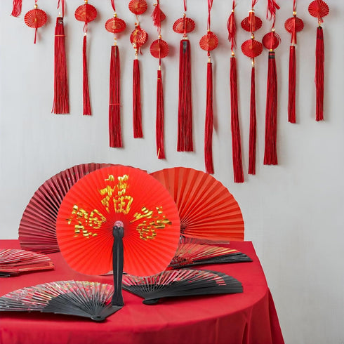 20 Pieces Folding Paper Hand Fans, Handheld Chinese New Year Decorations, Asian Oriental Foldable Fans