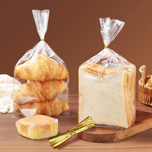 70 Pack 100 Pack 8" 4" 18" vivinin Bread Bags & Ties, x x Clear Bread Bags for Homemade Bread, Reusable Plastic Bread