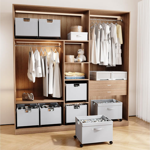 Closet, 16-32 HOUSE AGAIN Shoe Organizer for Foldable Shoe Storage Organizer Box with Wheels and Adjustable Dividers