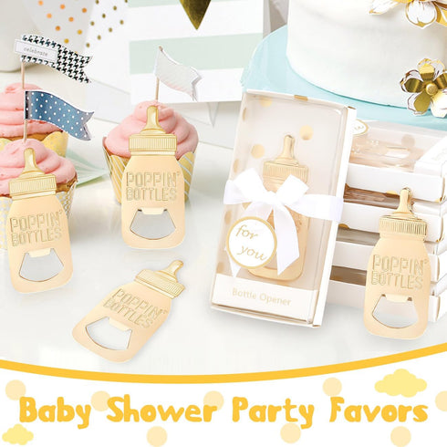 50 PCS Golden Baby Bottle Openers for Baby Shower Favors Gifts,Poppin Bottle Baby Shower,Bottle Opener for Guests