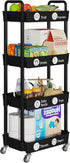 4-Tier Laiensia Rolling Cart with Wheels,Multifunction Utility Storage Carts, Kitchen Storage Organizer,Mobile Shelving