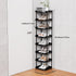 Altdnmaf 8 Tier Vertical Narrow Shoe Rack, Stackable Tall Skinny Shoerack, Compact Single Shoes Storage Tower for Slim