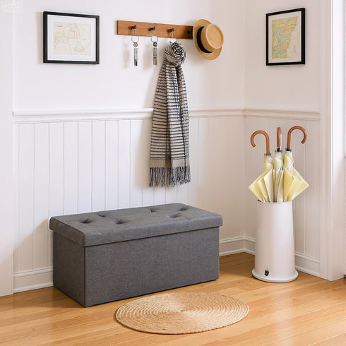 30 Inches NEWBULIG Folding Storage Ottoman Bench with Padded Seat for Bedroom, Small End of Bed Foot Rest Stools