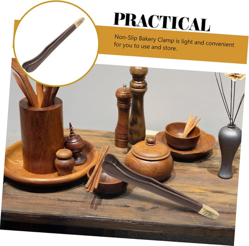 Chinese Tea Teacup Tongs Mini Wooden Clips - Reusable Cooking Tongs for Kung Fu Tea, Home Cup Clip