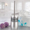 Creative Scents Crackled Glass Toilet Brush with Holder - Silver Toilet Bowl Cleaner Brush and Holder - Good Grip, Deep