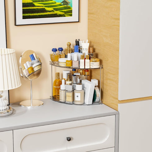 Yieach 2 Counter Counter Tier Corner Bathroom Organizer,Clear Bathroom Organizers and Storage,Acrylic Bathroom Shelf