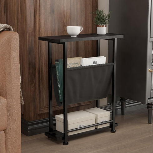 3 Narrow Side Table, Tier Small Side Table for Small Spaces, Morden Slim End Table with with Storage Holder, Narrow