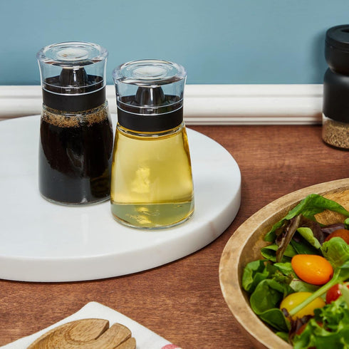 Set Pack 2, 5.5 oz, Juvale Glass Oil & Vinegar Dispenser - Leak-Proof No-Drip Glass Salad Dressing Bottle & Sauce