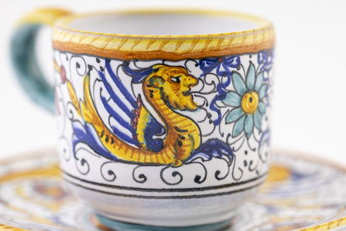 Fima ThatsArte.com Italian Ceramic Espresso Cup & Saucer, Raffaellesco, Handmade in Italy