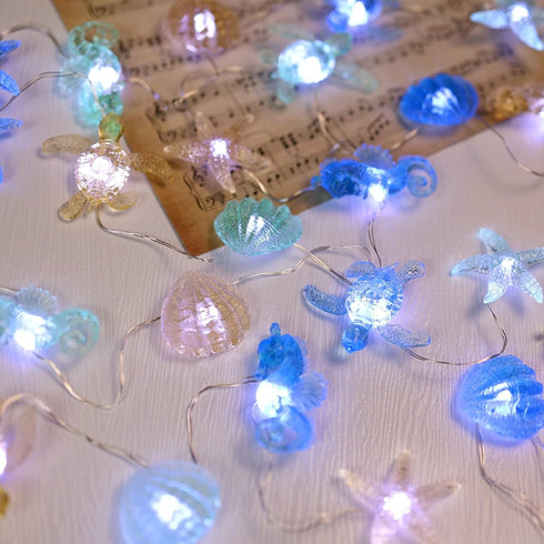 Indoor Ocean Theme String Lights - 10ft 30 LED Nautical Décor, USB or Battery Operated Twinkle Fairy Lights for
