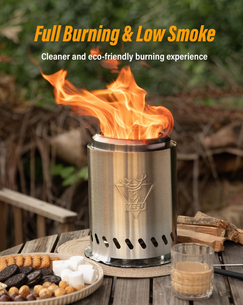 YEFU Low Smoke Tabletop Fire Pit 9.7 x 7.1 in, Safe Burning Camping Stove with Travel Bag, 2 Mini Sticks & Fireproof