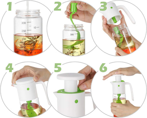 Vucchini Salad Dressing Shaker Mixer Bottle, Homemade Dressing Container - BPA Free Glass Juice Storage Ketchup
