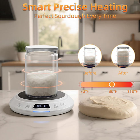 Set 9-Piece 1F (70-120F), 24H Sourdough Starter Warmer Sourdough Starter Kit, Precise Thermostat Intelligent Memory