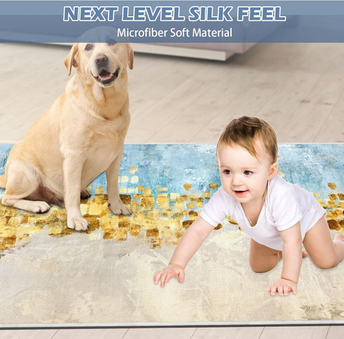 Runner Rug Washable 2x6 FT, Non Slip Abstract Carpet for Bedroom Kitchen Hallway Entryway Bathroom