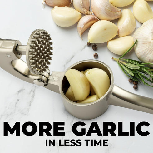 Set Zulay Kitchen Large Premium Garlic Press - Bigger Bowl for Bigger Garlic - Rust Proof Garlic Mincer Tool