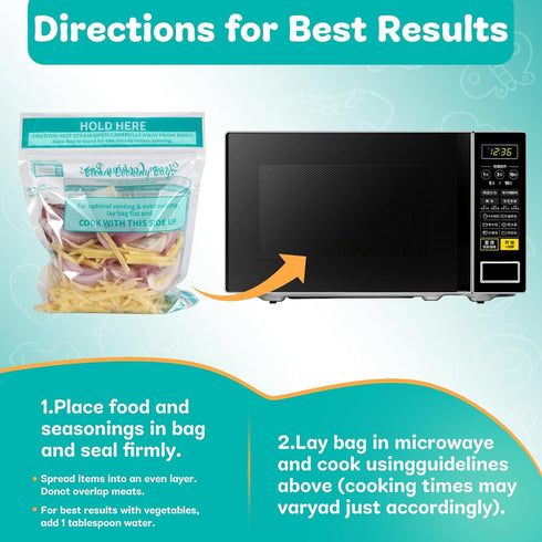 20 Steam Cooking Bags Microwave Steamer Bags for Vegetables,Potatoes and Meat (1) by ECOOPTS
