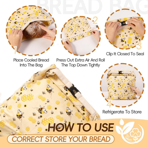 Zackoo (2 Pack), Beeswax Bread Bags for Homemade Bread Sourdough Bread Bag with Removable Beeswax Lining for Keeping