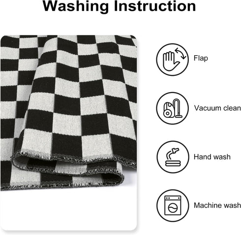 Seavish Checkered Rug, 2x3 Ft - Moroccan Black and White Outdoor Washable Cotton Woven Area Rug for Entryway