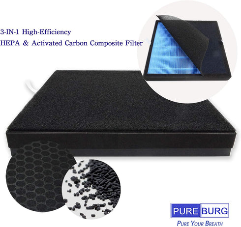 PUREBURG Replacement True HEPA Filter Kit, Compatible with Okaysou Airmax 10L Pro, Aiibot Aiibot-A300, SimPure HP3-A