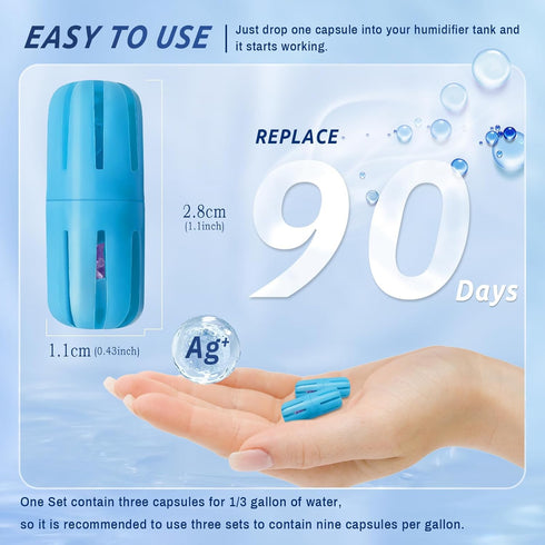 3-Pack Universal Humidifier Fish Cleaner, Purifies Water, Prevents Hard Water Build-Up, Reduces Scale and White Dust