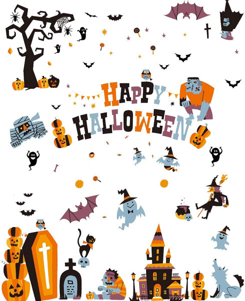 CCINEE Halloween Window Stickers - 10 Sheets Halloween Clings Decals for Indoor and Outdoor Home Decor