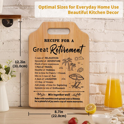 Unique Recipe Retirement Cutting Board for Women, Retirement Gift for Men, Happy Retirement Gift for Teacher Mom Friends