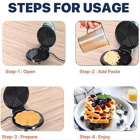 Azure Waffle Maker 7“ Non-Stick Waffler Iron, 700W Adjustable Browning Control, Electric Baker for Thick Waffles