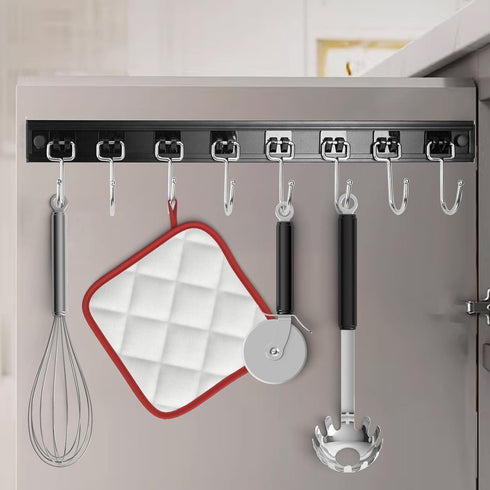 2PCS Kitchen Utensil Racks with 8 Hooks, 17 Inch Multifunctional Hanging Utensil Holders