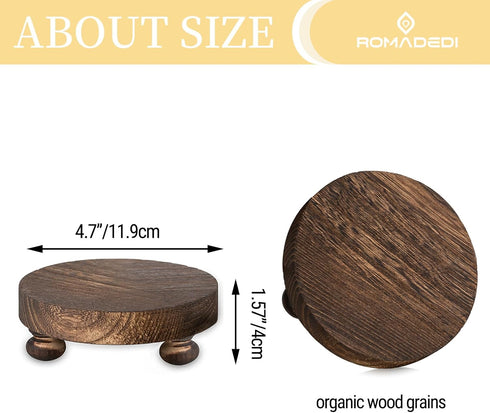 2 Counter Romadedi Farmhouse Wood Riser for Display- pcs Rustic Decor Mini Wooden Pedestal Decorative Round Tray